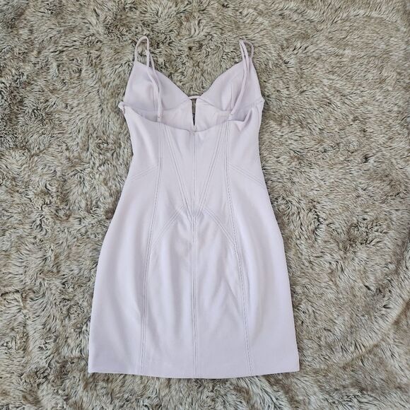 ZARA Bodycon Structured Cut Out V-Neck Mini Dress Lavender Purple Size XS - Picture 5 of 11